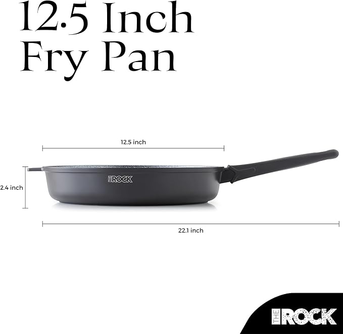 THE ROCK SOHO 12.5-Inch Nonstick Frying Pan ??Compact for Urban Kitchens, Nothing Sticks, Never Warps, Lasts Longer, Oven & Dishwasher Safe, Black
