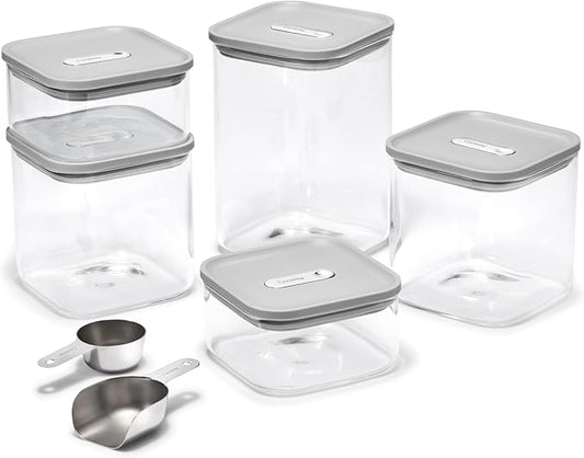 Caraway 13-Piece Glass Airtight Food Storage Containers with Lids ??Non-Toxic, BPA-Free Kitchen Storage Containers ??Stackable, Space-Saving Airtight Containers for Dry Goods and More - Gray