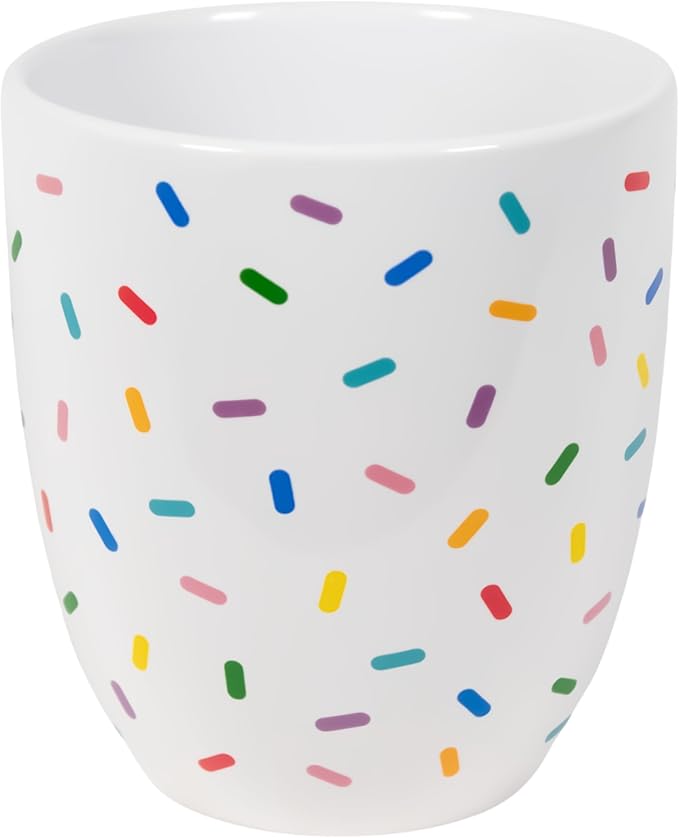 White Cute Coffee Mug with Rainbow Sprinkles | Birthday Cake Coffee Cup Gift | Large White Ceramic Cup | Ice cream and Dunkin Donuts Coffee Mugs