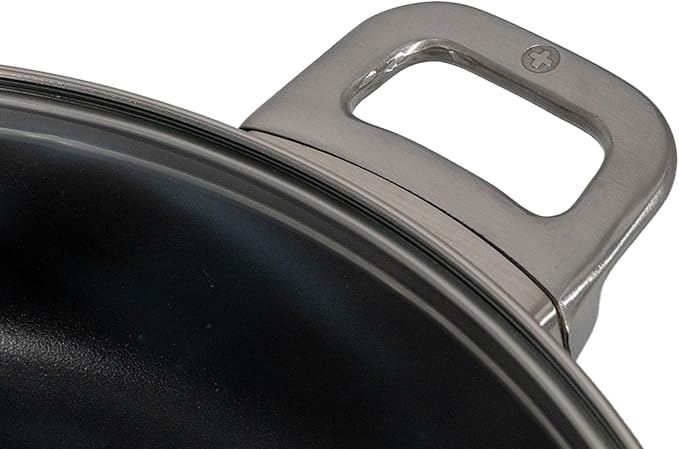 Swiss Diamond Nonstick Hybrid Ceramic and Diamond-Infused Sauteuse Saute Pan With Glass Lid, PFAS- and PFOA-free, Dishwasher & Oven Safe Up To 500 째F (4.8 Quart)