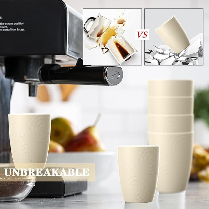 Homienly Unbreakable Drinking Glasses 16oz Wheat Straw Cups??-Pack Reusable Stackable & Dishwasher Safe Cups for Kitchen-Beige