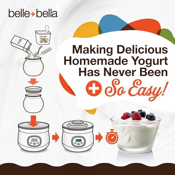 Belle + Bella Non-Dairy Vegan Yogurt Starter - Gluten Free, No Added Sugar, Non GMO - Makes 12 Quarts Vegan Yogurt - 2 Billion Live Cultures - Mix with Any Dairy Free or Dairy Milk - 3 Boxes