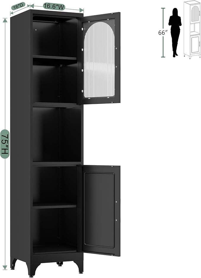 Tall Bathroom Storage Cabinet,Freestanding Storage Cabinet with Doors and Shelves,Slim Bathroom Cabinet,Small Cabinets for Living Room