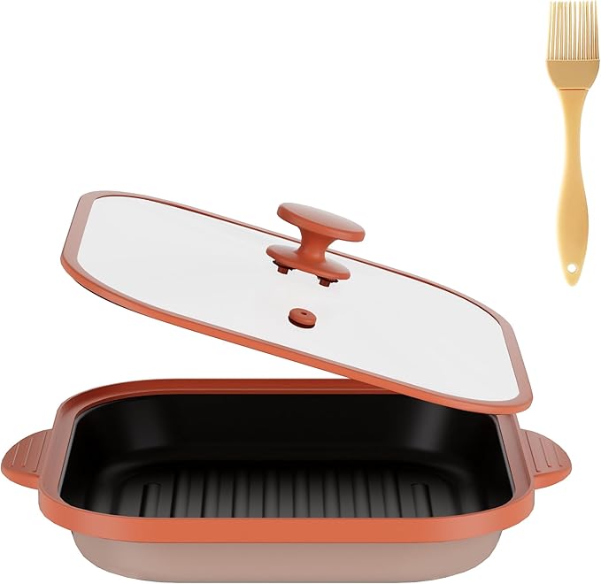 Microwave Grill Pan with Cover - Bacon Cooker, Crisper & Grilled Cheese Maker, Microwave Cookware,Dishwasher Safe for Easy Clean,Stocking Stuffer