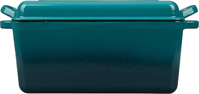 Enameled Cast Iron Dutch Oven, Oblong Bread Oven for Sourdough Bread Baking, Baking Pan, Dual Handles, Oven Safe, 4 Quart, Darkcyan