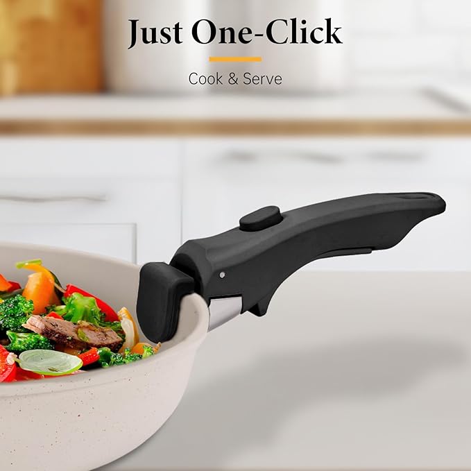 Removable Pot Handle Black, Universal Pan Handle, Replacement Handle for Pots and Pans, Fits All Cookware, Includes Spatula Rest & Drip Pad竊?Durable & Heat-Resistant