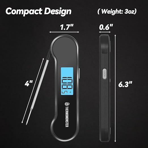 0.5 Sec Instant Read Meat Thermometer Digital with 짹0.5??Precision, Food Thermometer for Cooking Kitchen Gadgets, Oven Grill Candy BBQ Essentials Accessories, Gifts for Him Dad Men Birthday, Black