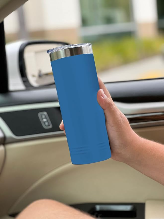 LaserGram 22oz Vacuum Insulated Skinny Tumbler, Gardening, Personalized Engraving Included (Dark Blue)