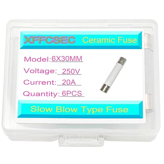 20 Amp Microwave Fuse 20A 250V Ceramic Slow-Blow 6x30mm [6-Pack] - Universal Replacement for GE WB27X10388 Kenmore Digital Countertop Microwave Ovens