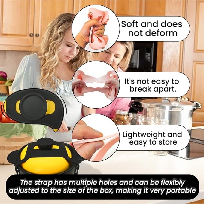 Silicone Lid Lock Strap for Crockpot Slow Cooker (6/7/8 Quart) - Universal Rubber Band Secure Lid Holder | Heat-Resistant, No-Spill Design Transport Accessories (Pink)