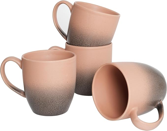 Bosmarlin Ceramic Coffee Mug Set of 4, 17 Oz, 3 Colors to Choose, Tea Cups, Dishwasher and Microwave Safe, Reactive Glaze??(Gradient Rose Beige, 17 Oz)