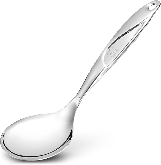 Zulay Kitchen Stainless Steel Serving Spoon - 11.5??Large Cooking & Serving Spoon with Ergonomic Handle - Durable, Rust-Resistant & Dishwasher Safe Kitchen Utensil for Cooking and Buffets