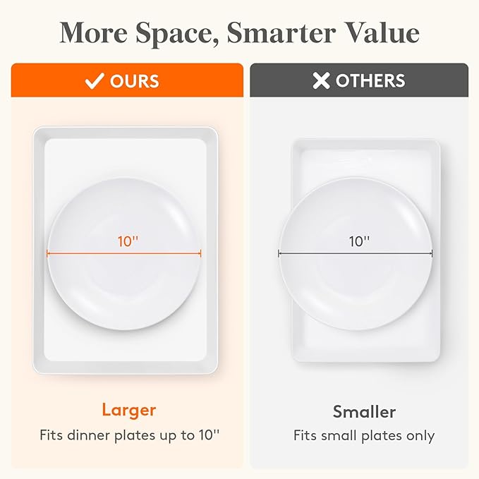 Lifewit 6 Pcs Plastic Serving Platter for Party, 16" x 12" White Trays for Serving Food, Reusable Extra Large Platters for Buffet, Appetizer, Fruit, Dessert, New Year Party Supplies, Rectangle
