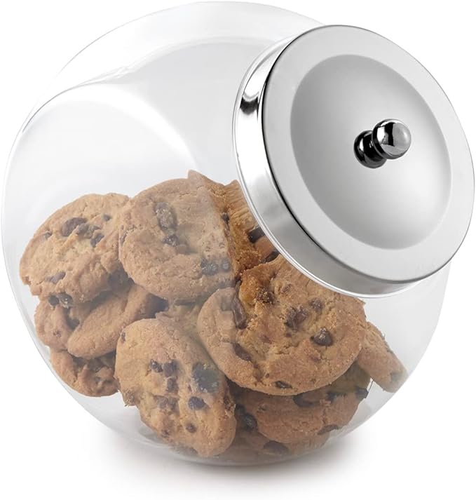 Huang Acrylic Clear Penny Jar with Lid | Store Cookies, Candy, Snacks, and Treats | Perfect for Kitchen or Office Counter Top Storage | 42oz Capacity