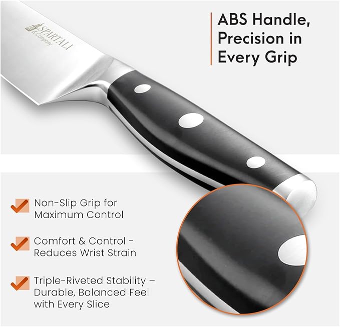 3-Piece Kitchen Knife Set ??Includes 8??Chef Knife, 7??Nakiri, 3.5??Paring ??High Carbon German Stainless Steel Blades, Ergonomic Handle ??Versatile Knife Trio for Chopping, Dicing, and Slicing