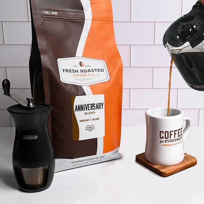 Fresh Roasted Coffee, Anniversary Blend, 5 lb (80 oz), Medium Roast, Kosher, Whole Bean