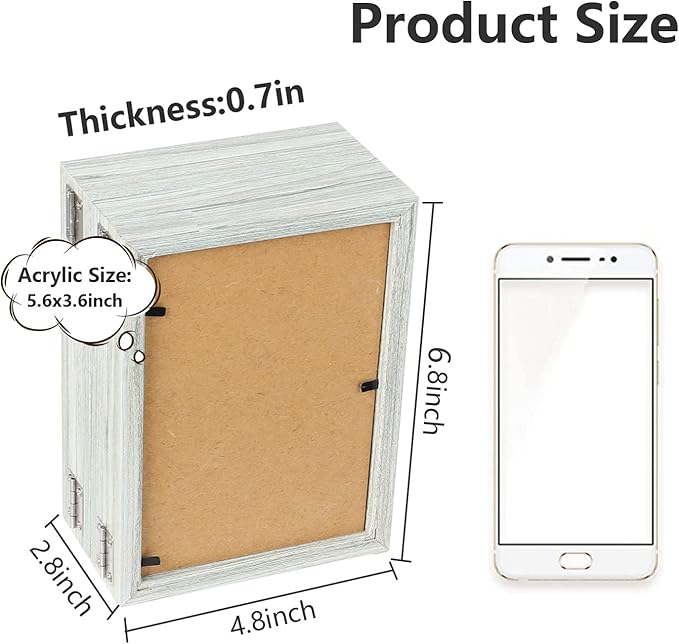 POILKMNI 4 Folding 4x6 Inch Hinged Picture Frame, High Definition Natural Wood Picture Frame, Rustic Desktop Acrylic Frame Family Photo Collage for Birthday Father's Day Christmas Gifts