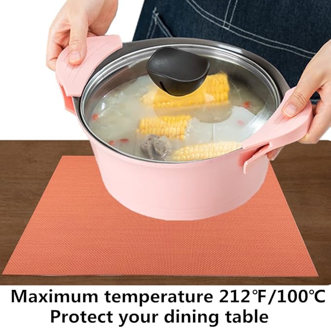 WAZAIGUR Placemats,Easy to Clean Crisscross Woven Vinyl Place Mats Durable Non-Slip Heat Resistant Table Mats,Placemats for Kitchen Table (Orange, 6)