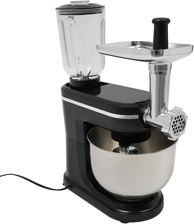 3 In 1 Stand Mixer 700W 120V Electric Mixer Multifunctional Mixer with 6L Mixing Bowl & 1.5L Juice Container Stainless Steel Kitchen Mixer for Kitchens, Restaurants, Bakeries (Black)
