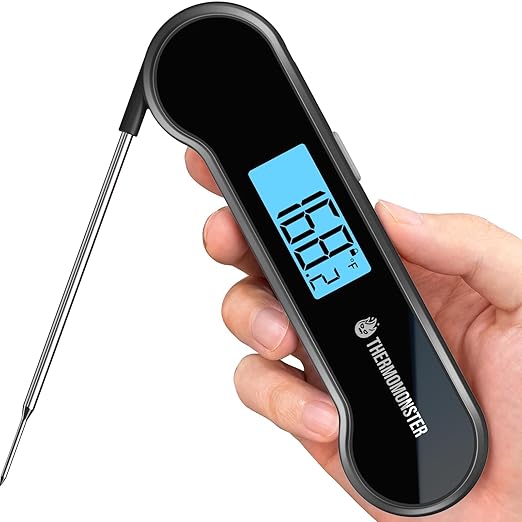 0.5 Sec Instant Read Meat Thermometer Digital with 짹0.5??Precision, Food Thermometer for Cooking Kitchen Gadgets, Oven Grill Candy BBQ Essentials Accessories, Gifts for Him Dad Men Birthday, Black