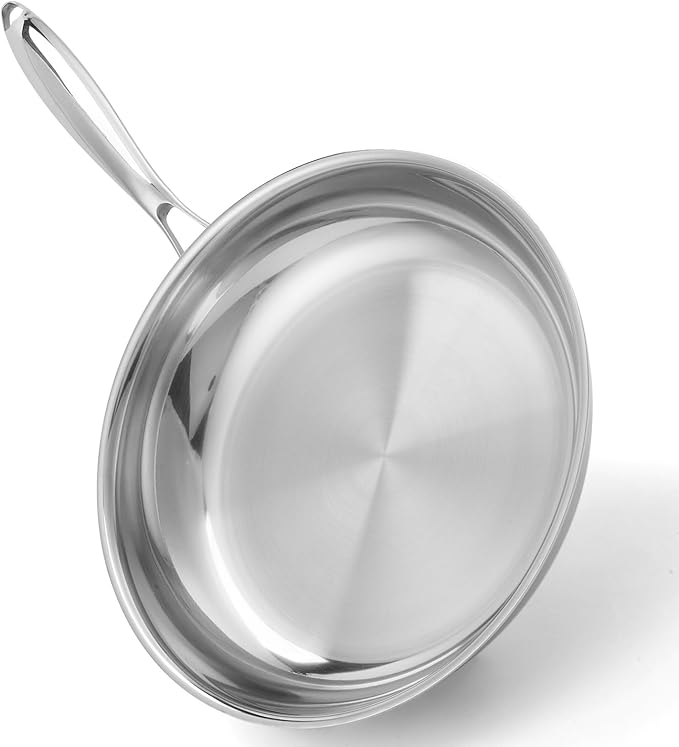 Stainless Steel Pan竊똍on-Toxic PFAS, PFOA & PTFE Free, Compatible With All Cooktops & Induction Safe, Oven Safe Pan for Searing & Saut챕ing, Long Lasting Cookware. (12 Inch)