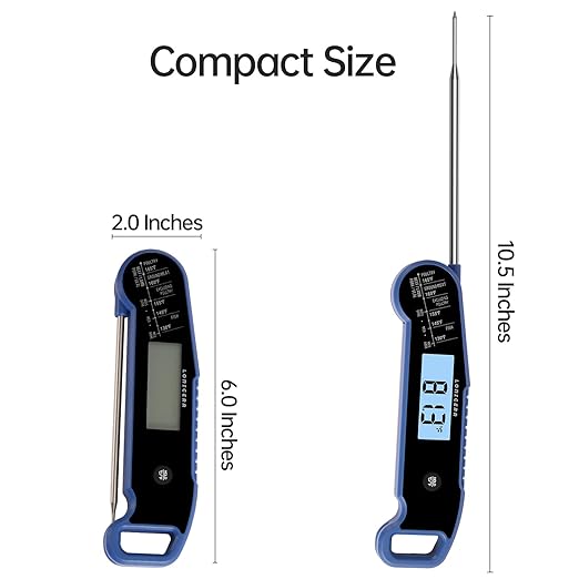 Lonicera Digital Meat Thermometer for Food Cooking. Instant Read Within 1 Sec and 짹0.9?덦ccuracy with Thermocouple Sensor. IP67 Waterproof, Auto-Rotating Display, Auto Wake up (Blueberry)
