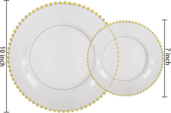 EI 60pcs Black and Gold Plastic Plates Clear with Black Disposable Plates Heavy Duty Gold Plastic Dinnerware Set For 30 Guests Perfect Wedding,Party,Birthday,Anniversary,Business Events,Hotel Banquets