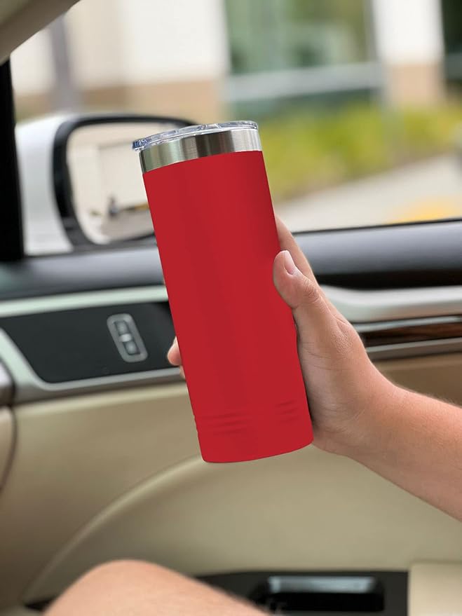 LaserGram 22oz Vacuum Insulated Skinny Tumbler, Gardening, Personalized Engraving Included (Red)