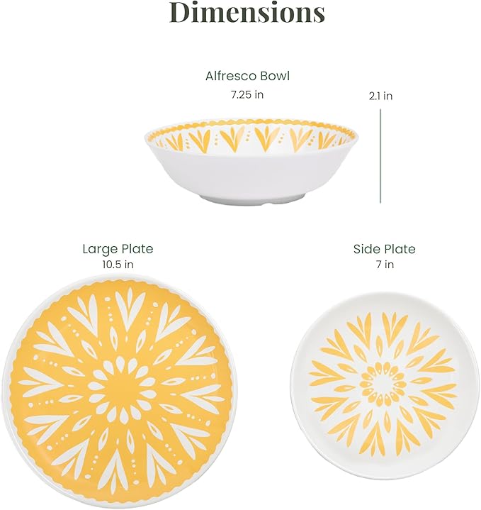 Larder & Vine 12-Piece Melamine Dinnerware Set: Durable, Lightweight, Break-Resistant Plates & Bowls ??Stylish, Non-Toxic, Dishwasher Safe ??Ideal for Everyday Use, Indoor & Outdoor Dining ??Floral