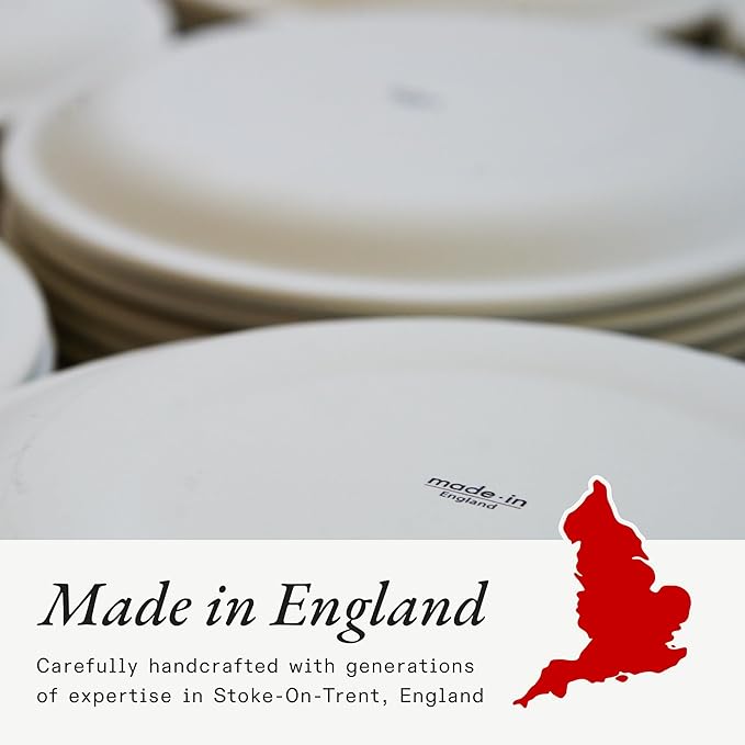 Made In Cookware - Set of 4 - Entr챕e Bowls - White With Red Rim - Porcelain - Crafted in England