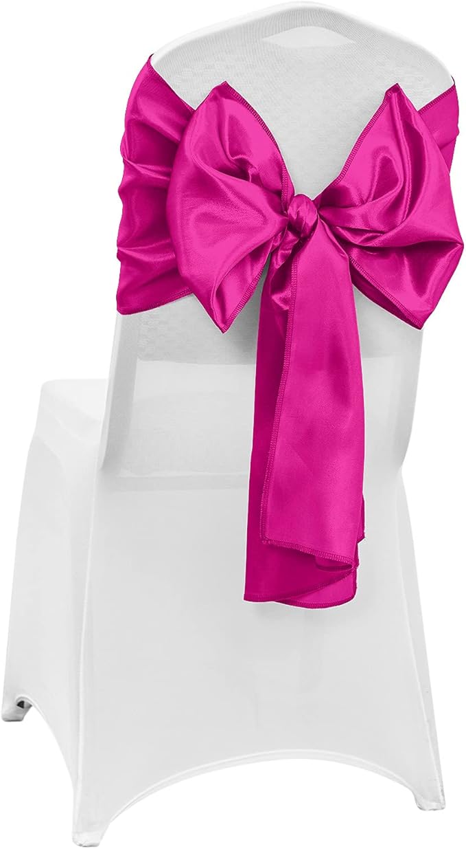4-Pack Hot Pink Satin Table Runner 12 x 108 Inch Long Fuchsia Bright and Smooth Silk Fabric Table Runner for Wedding Banquet Birthday Party Decoration