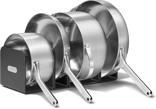 Caraway Stainless Steel Cookware Set ??12 Piece 5-Ply Stainless Steel Pots and Pans Set - Includes Fry, Sauce, Saut챕 Pan, Dutch Oven, and Space-Saving Storage - Non Toxic, PTFE & PFOA Free