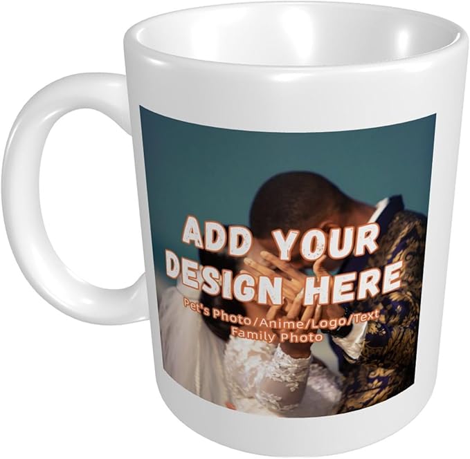 Customizable Mugs and Coffee Cups with Various Creative Designs Customize Your Photos Images Texts Partial or Full-Size Printing (Partial, White)
