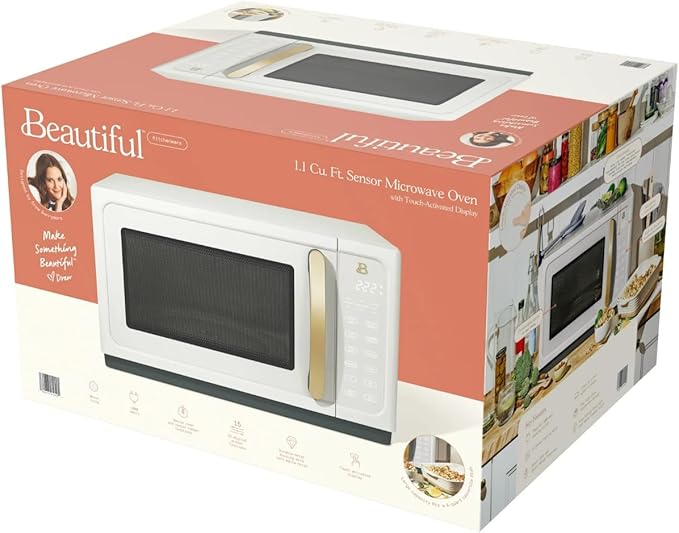 Beautiful 1.1 Cu Ft 1000W Sensor Microwave Oven ??Compact Countertop with Smart Sensor Cooking, 10 Power Levels & Easy Clean Interior ??Perfect for Quick Meals, Office & Holiday Hosting