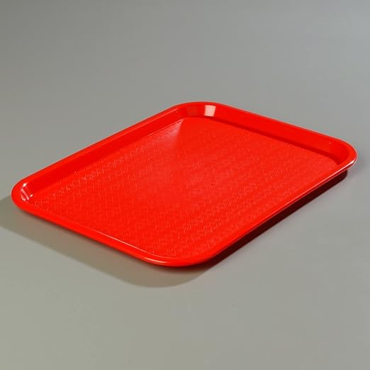 Carlisle FoodService Products CT121605 Caf챕 Standard Cafeteria / Fast Food Tray, 12" x 16", Red
