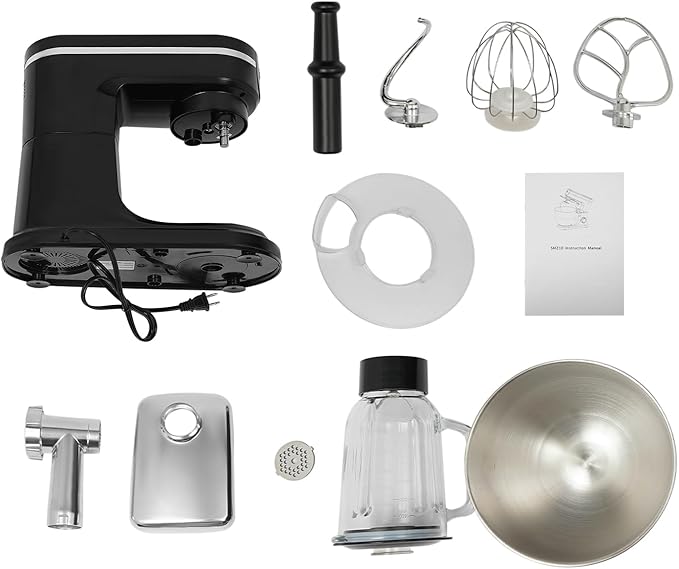 3 In 1 Stand Mixer 700W 120V Electric Mixer Multifunctional Mixer with 6L Mixing Bowl & 1.5L Juice Container Stainless Steel Kitchen Mixer for Kitchens, Restaurants, Bakeries (Black)