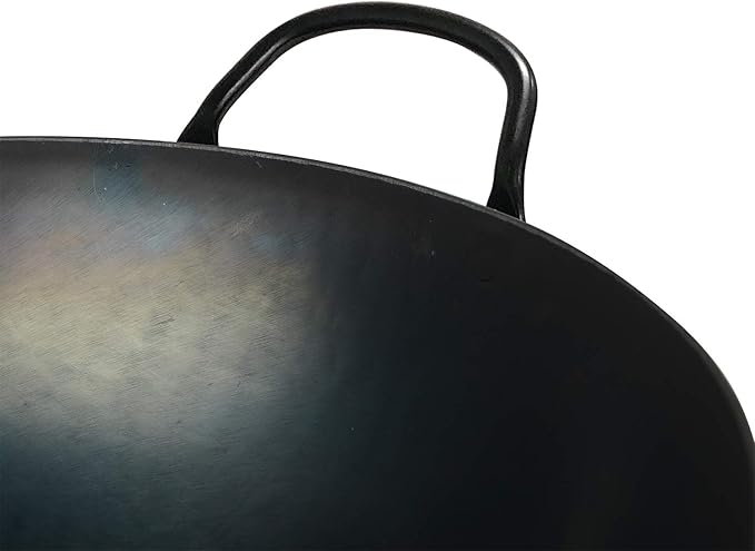 ?삡툒??ZhenSanHuan HandHammered Iron Wok Flat Bottom Induction Suitable (34CM Iron Handle with Help)