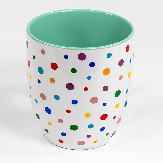 Mint Green Cute Mug with Confetti Rainbow Sprinkles | Birthday Cake Coffee Cup Gift | Large Ice cream Cup | Dunkin Donuts Coffee Mugs With Fun Polka Dot Pattern