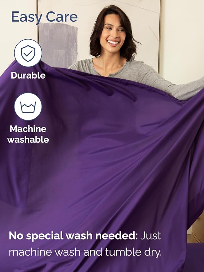 Extra Deep Pocket Twin Sheets - 3 Piece Breathable & Cooling Bed Sheets - Hotel Luxury Bed Sheet Set - Soft, Wrinkle Free & Comfy - Easily Fits Extra Deep Mattresses - Deep Pocket Purple Sheets Set