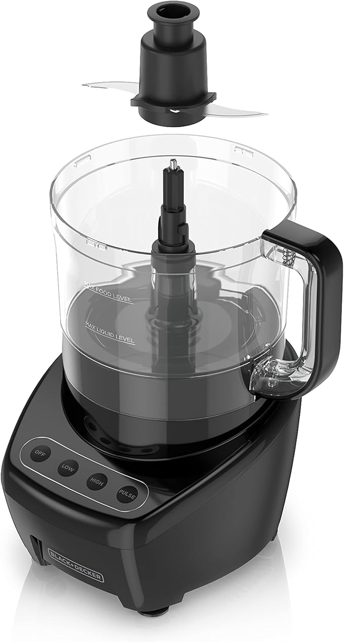 BLACK+DECKER 3-in-1 Easy Assembly 8-Cup Food Processor, Stainless Steel S-Blade, Easy-Clean, Touchpad Controls Black