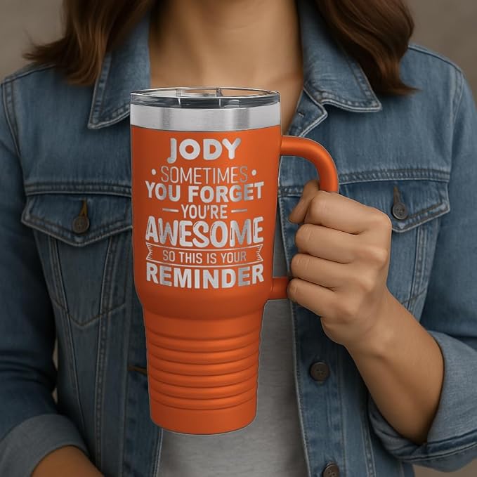 Personalized Inspirational Tumbler, Inspirational Gifts for Men Dad Father Wife Sister Women, Custom Birthday For Him Her, Customized You?셱e Awesome Tumbler, Teacher Coworker Gifts 40oz Orange