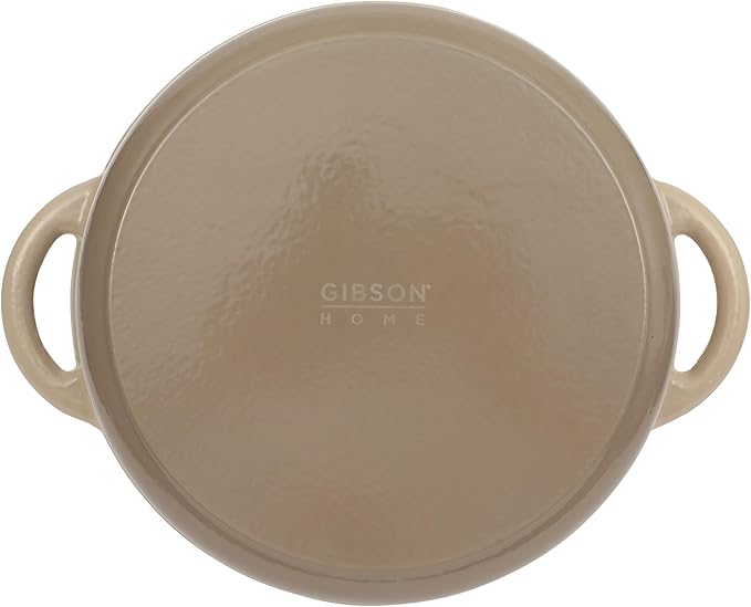 Gibson Home Addlestone 7 Qt Enameled Cast Iron Dutch Oven Pot with Lid ??Round, Oven Safe to 500째F, Ideal for Bread Baking & Stews - Gradient Taupe