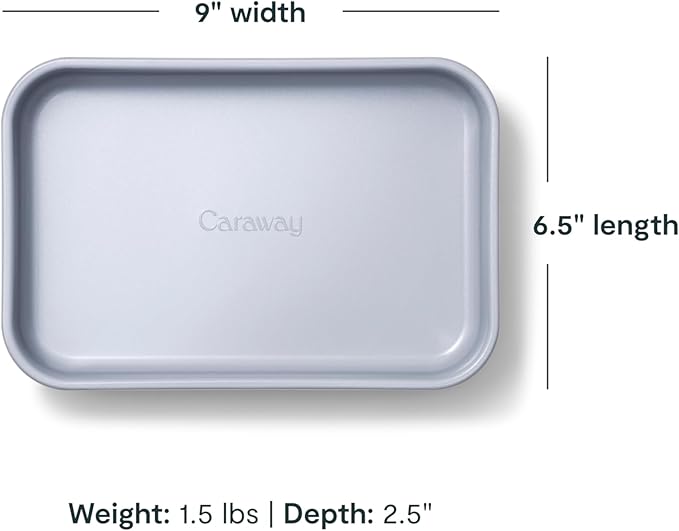 Caraway Nonstick 9??x 6.5??Small Rectangle Baking Pan Duo ??Non-Toxic, PTFE & PFOA Free ??Aluminized Steel Core ??Deep Ceramic Baking Pan for Casseroles, Lasagna & More - Marigold