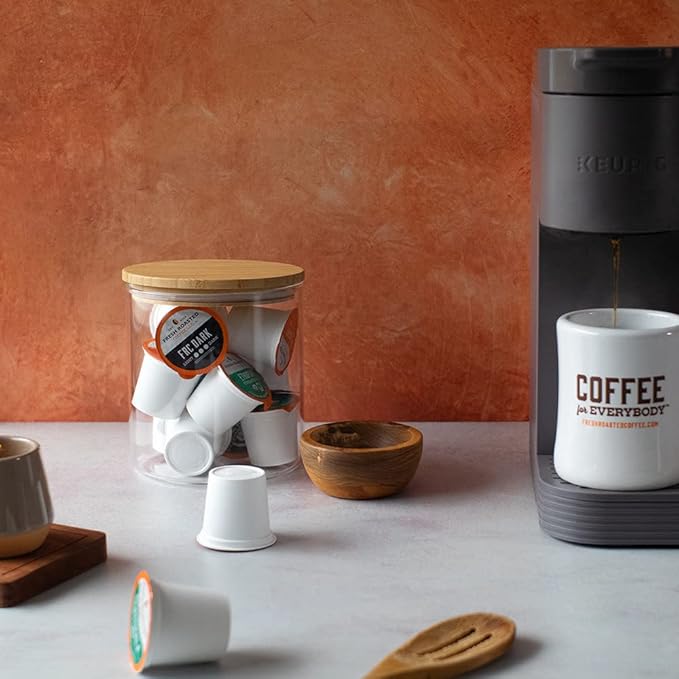 Fresh Roasted Coffee, Organic Mexican Water-Processed Half-Caf | USDA Organic, Kosher | Medium Roast 72 Pods for K Cup Brewers