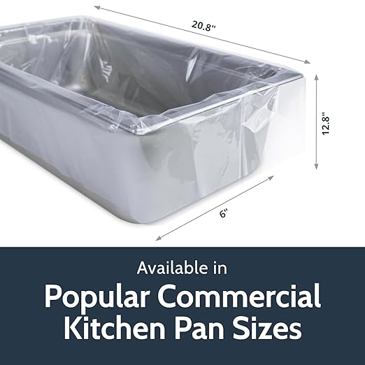 PanSaver Low Temperature Liners for Easy Clean Up - Disposable Buffet Pan Liners, Ovenable up to 220F - Clear (Sixth Pan | 13 x 14 in)