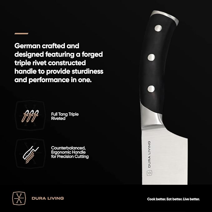 DURA LIVING 3.5-Inch Paring Knife ??Ultra-Sharp German High Carbon Stainless Steel, Full Tang, Ergonomic Handle, Multipurpose Kitchen Knife for Chopping, Slicing, and Dicing, Black