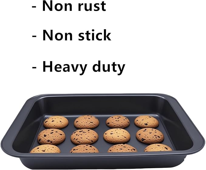 Zentriqlla 4 Pack Baking Pan, Rectangle Carbon Steel Cake Pan, 12.6 x 8.6 Inch Heavy Duty Nonstick Deep Oven Cookie Sheet Tray for Brownies, Lasagna, Sheet Cakes, Roasting Vegetables, BPA Free