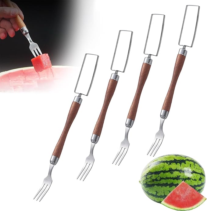 Watermelon Cutter ??2025 Upgraded Stainless Steel 2-in-1 Fork Slicer Tool | Portable & Multi-Functional for Effortless Fruit Slicing at Home, Parties, Camping & Kitchen Use (4, C)