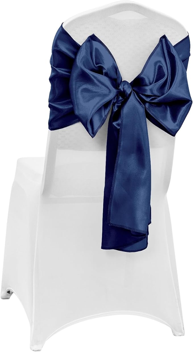 4-Pack Navy Blue Satin Table Runner 12 x 108 Inch Long Bright and Smooth Silk Fabric Table Runner for Wedding Banquet Birthday Party Decoration