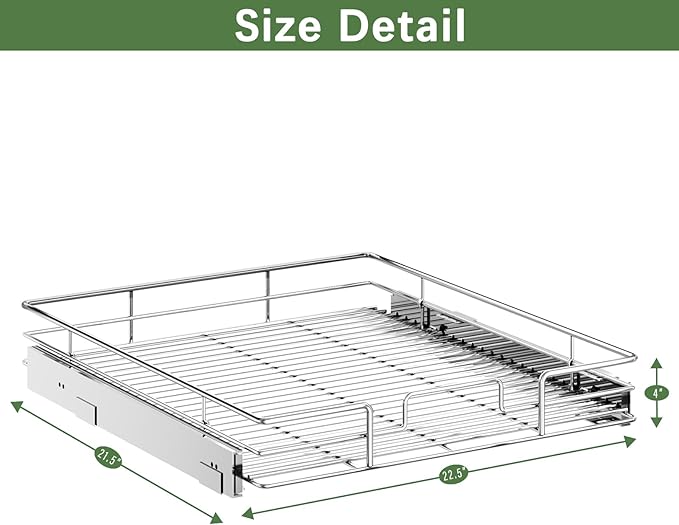 LOVMOR Pull Out Cabinet Organizer 22쩍" W x 21쩍" D, Kitchen Cabinet Pull Out Shelves Slide Out Storage
